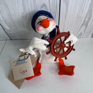 1996 Annalee Nautical Mobilitee Duck w/ Ships Wheel Made in USA 6in
